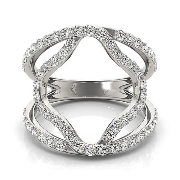5/8 ct tw Diamond Flower Style Dual Band Ring in 14K White Gold RCJ