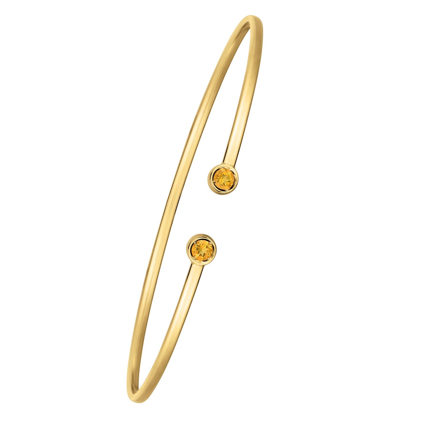 14K Yellow Gold Citrine Open Cuff Bangle (2.00 mm) Bangles RCJ