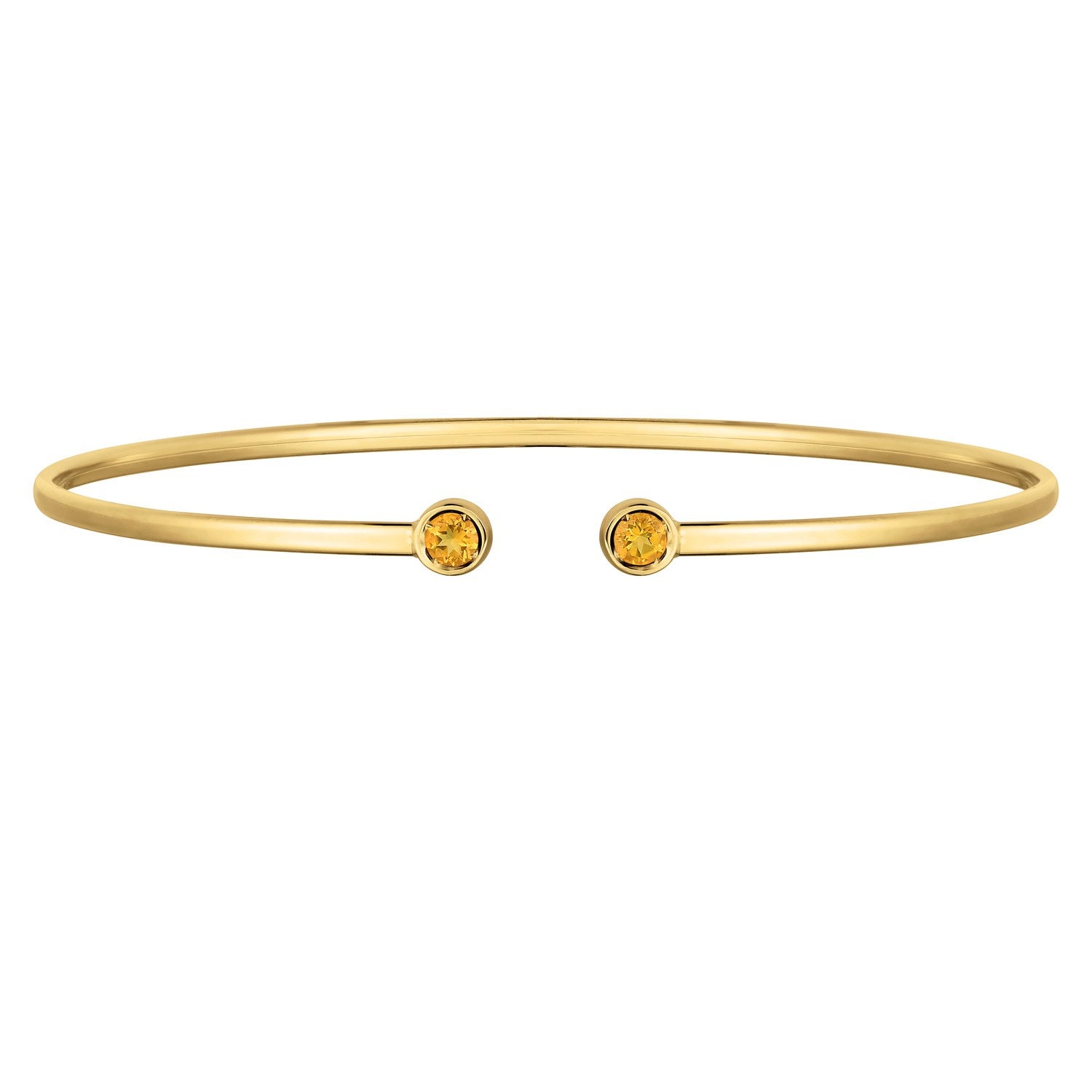 14K Yellow Gold Citrine Open Cuff Bangle (2.00 mm) Bangles RCJ
