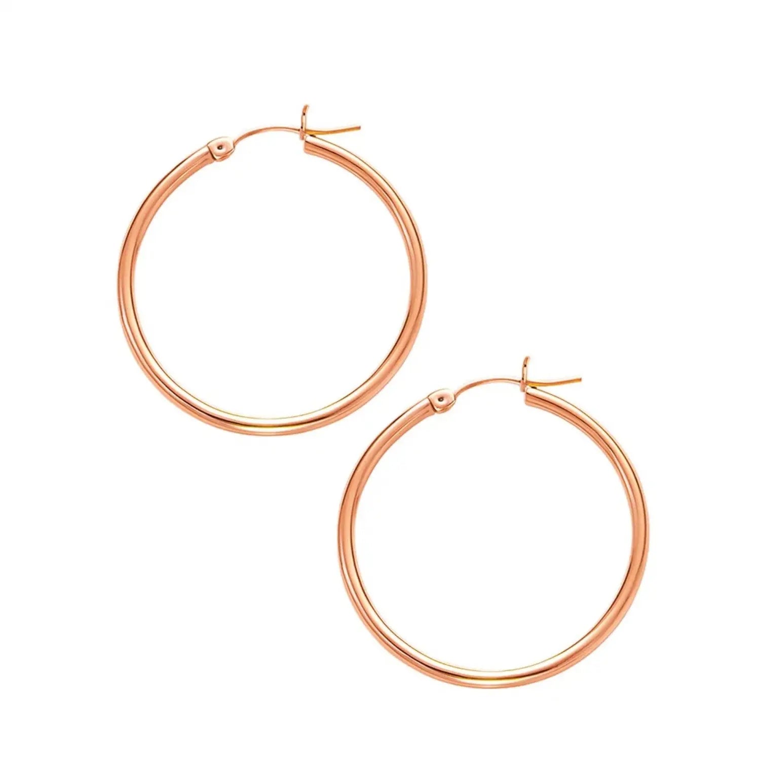 Classic Hoop Earrings in 14K Rose Gold 30mm RCJ