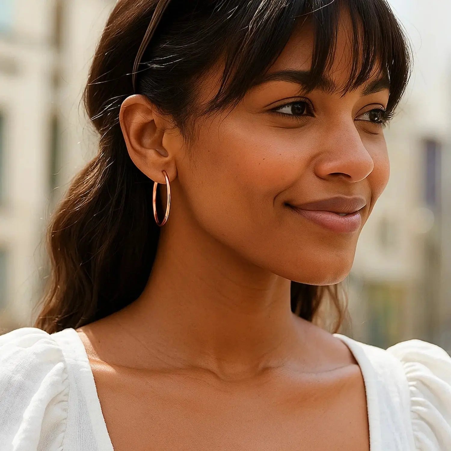 Classic Hoop Earrings in 14K Rose Gold 30mm RCJ