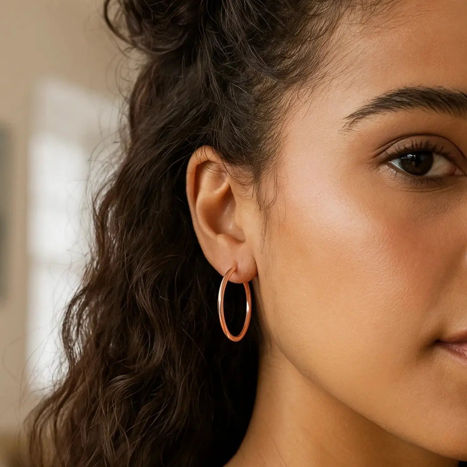 Classic Hoop Earrings in 14K Rose Gold 30mm RCJ