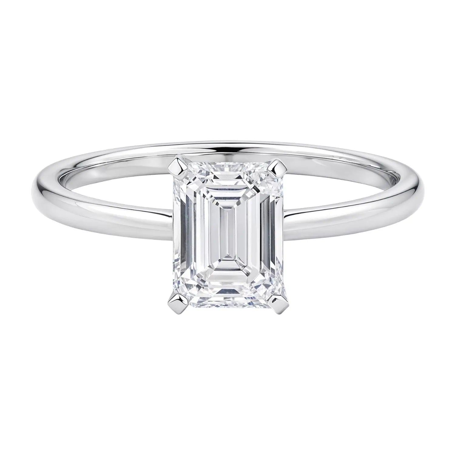 1 1/2 ct tw Emerald Cut Diamond Solitaire Ring in 10K White Gold RCJ