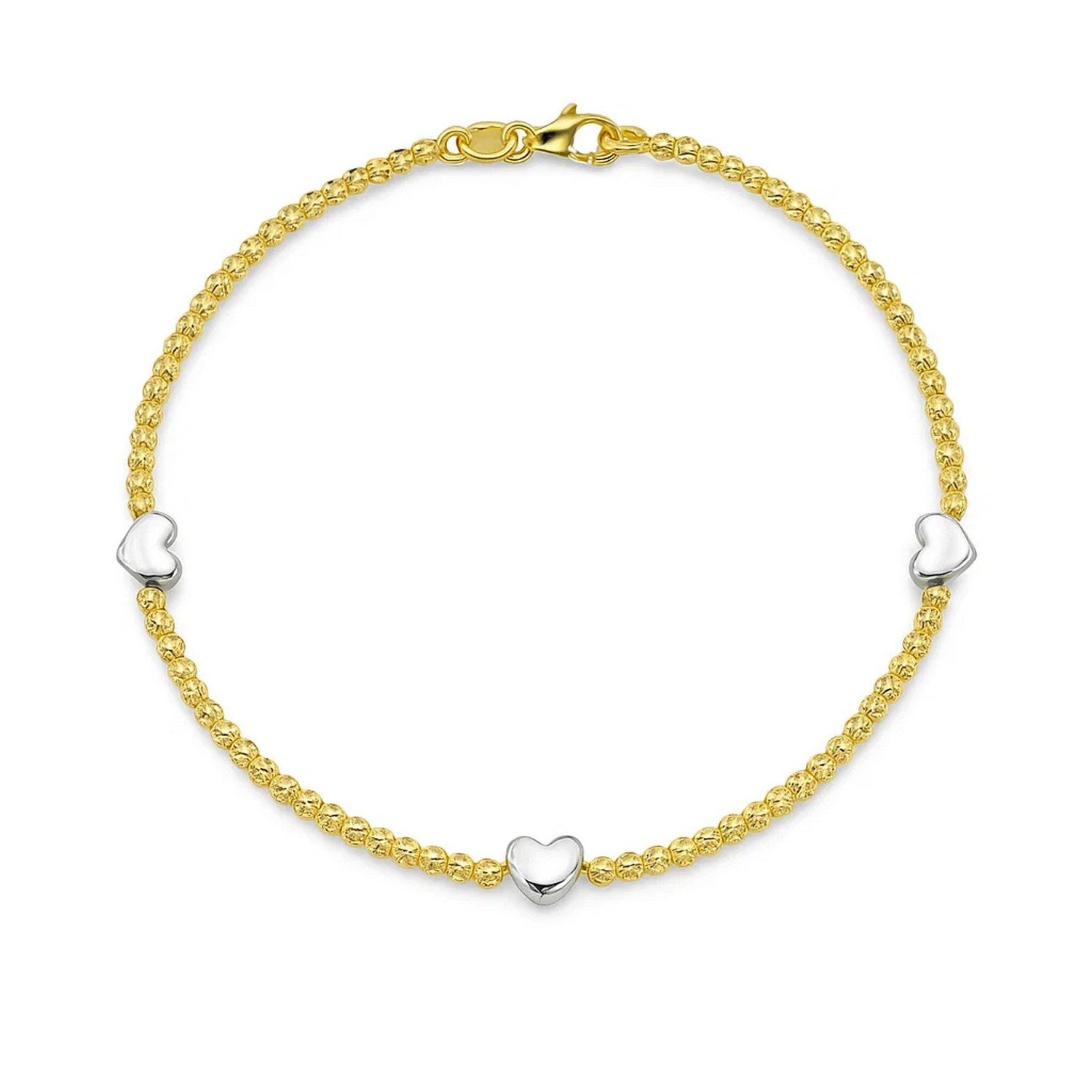 14K Yellow and White Gold Heart Bead Bracelet Bracelets RCJ