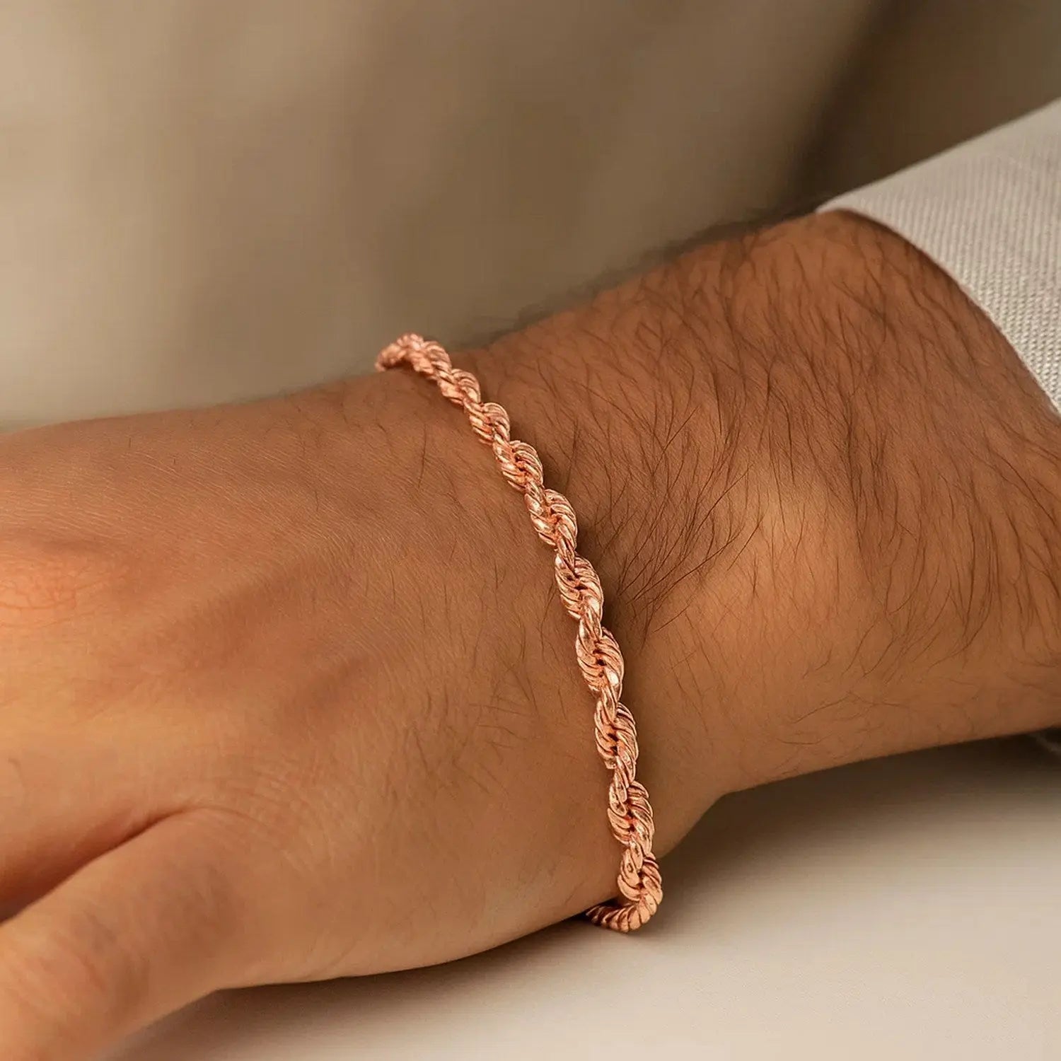 Diamond Cut Rope Bracelet in 14K Rose Gold RCJ