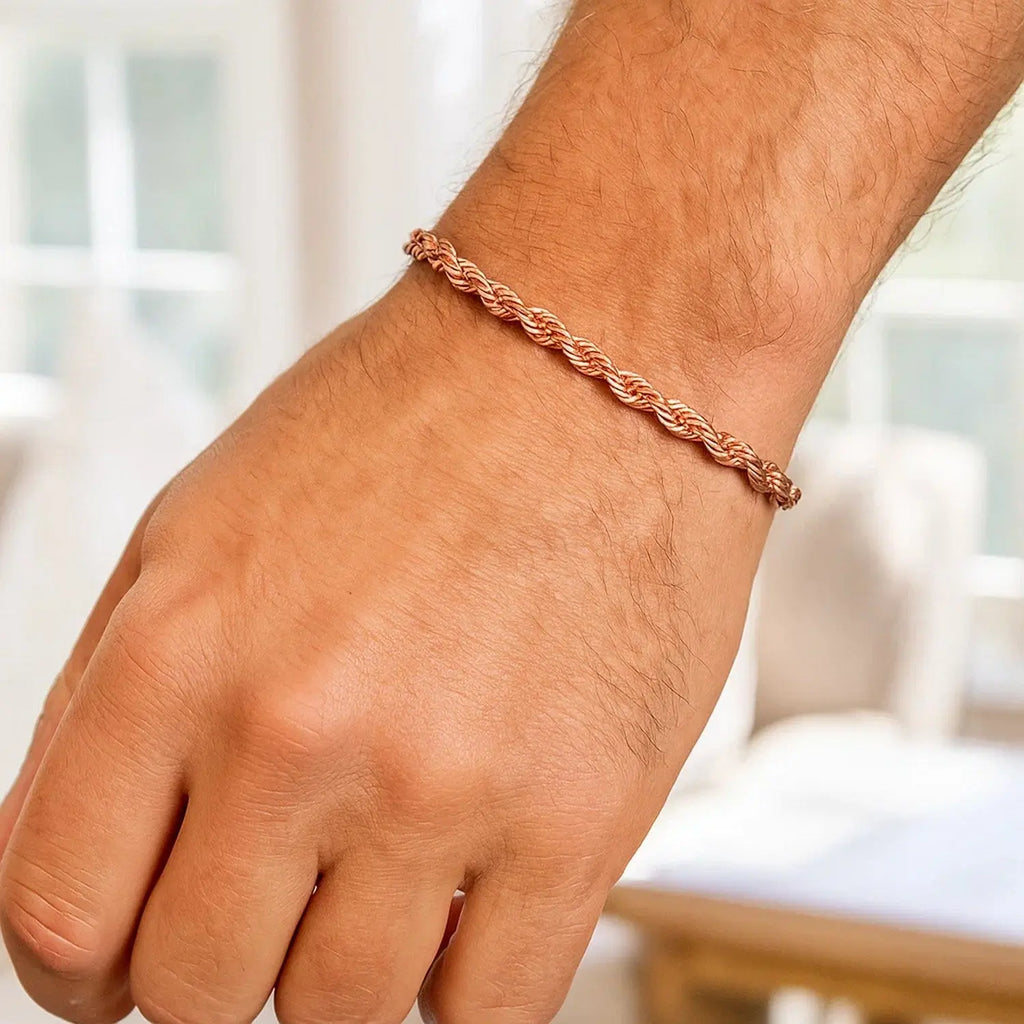 Diamond Cut Rope Bracelet in 14K Rose Gold RCJ