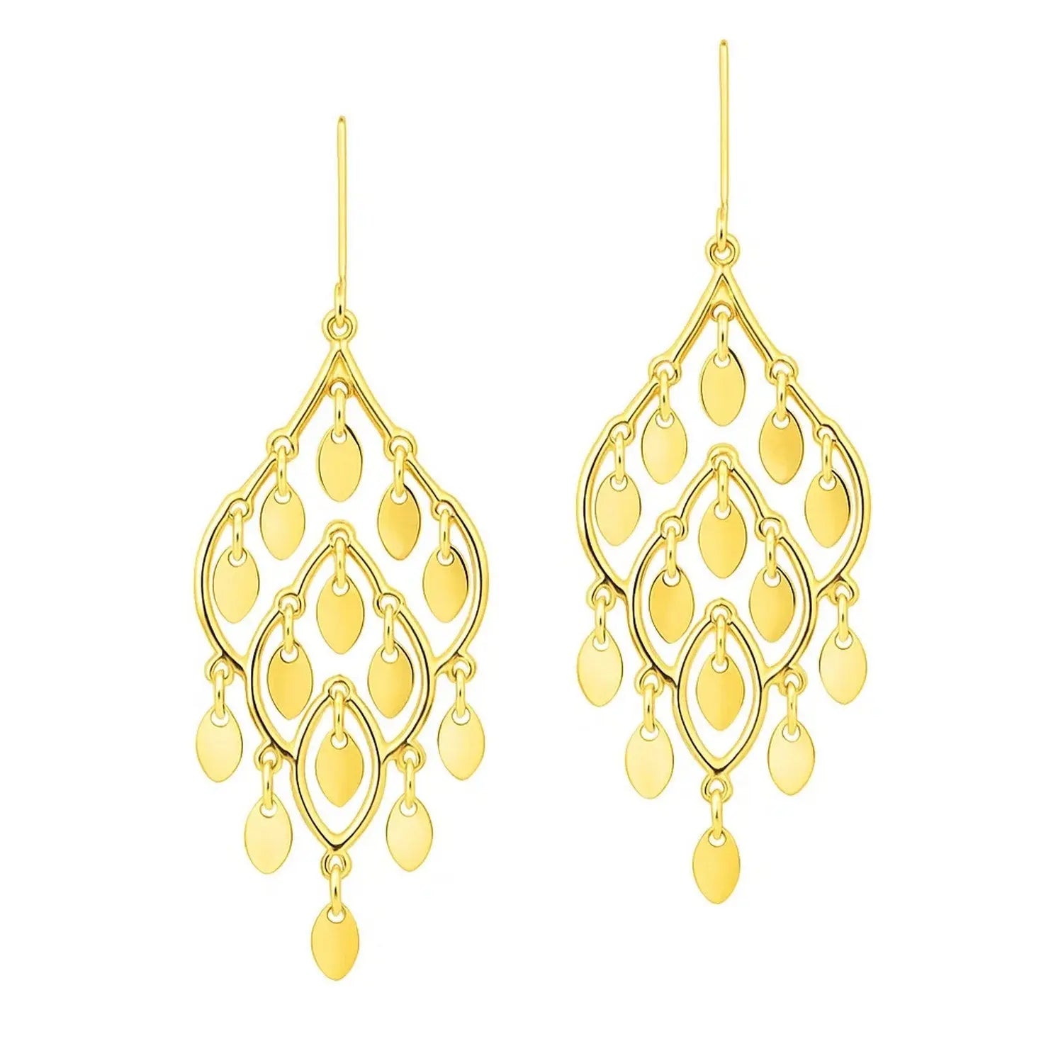 Polished Chandelier Earrings in 14K Yellow Gold RCJ