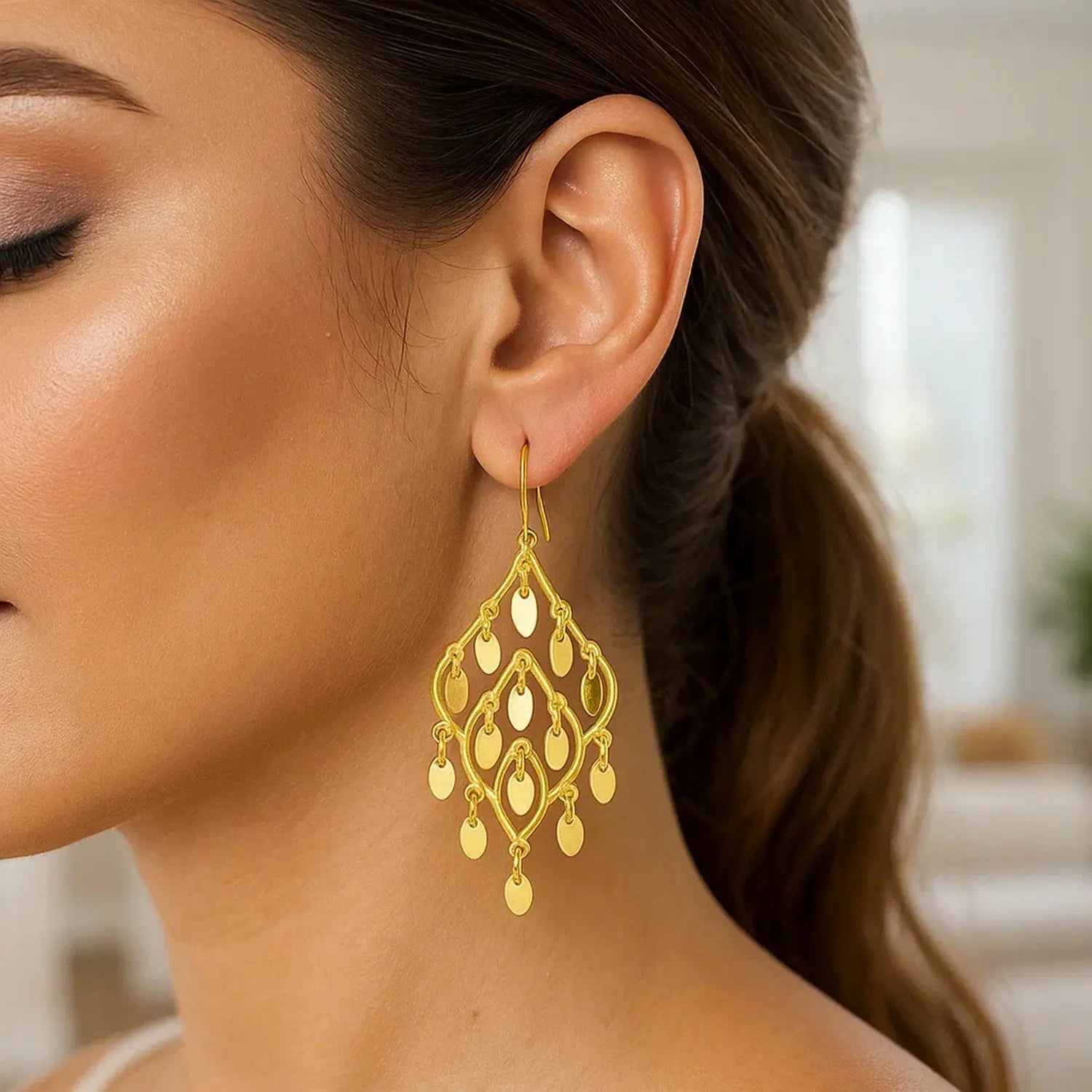 Polished Chandelier Earrings in 14K Yellow Gold RCJ