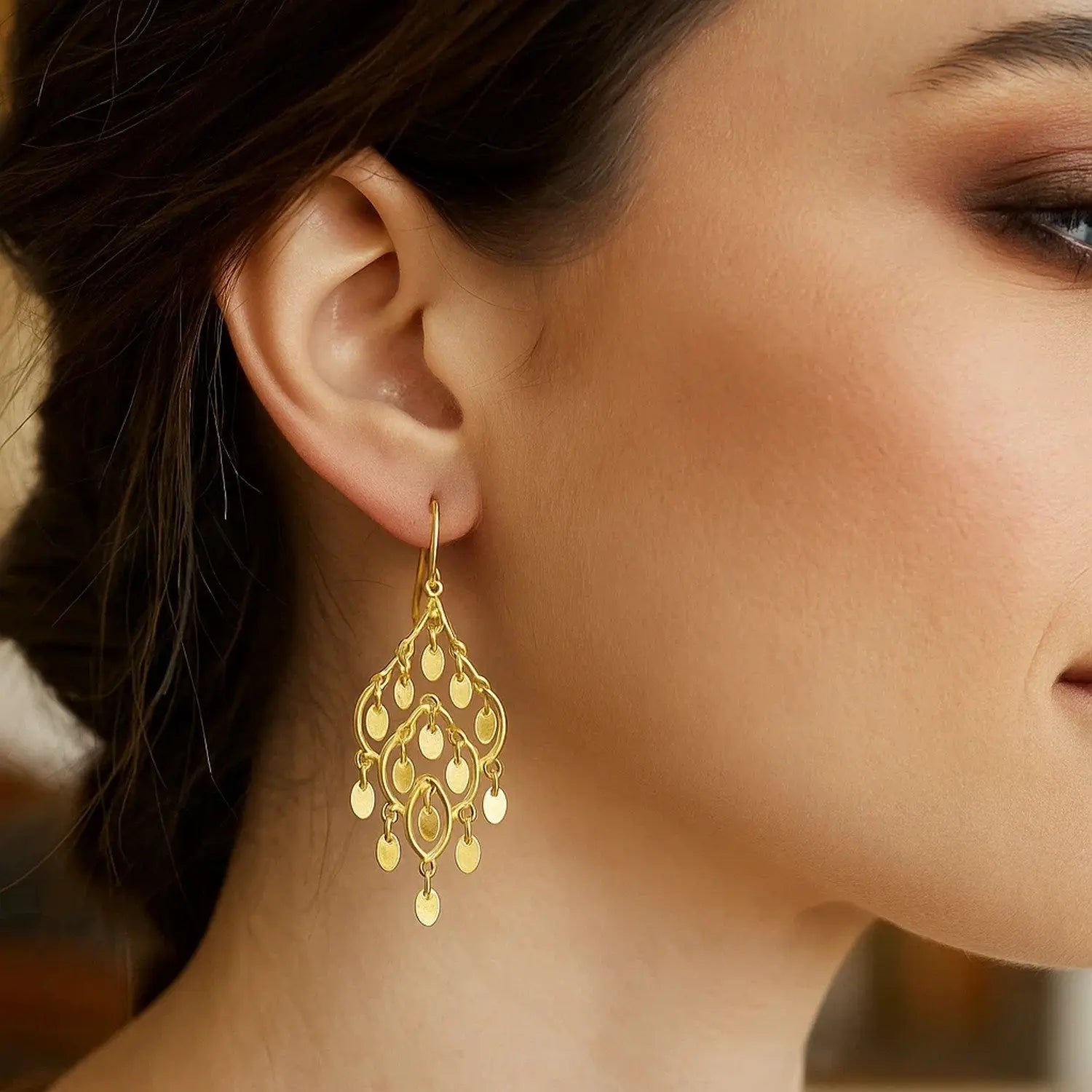 Polished Chandelier Earrings in 14K Yellow Gold RCJ