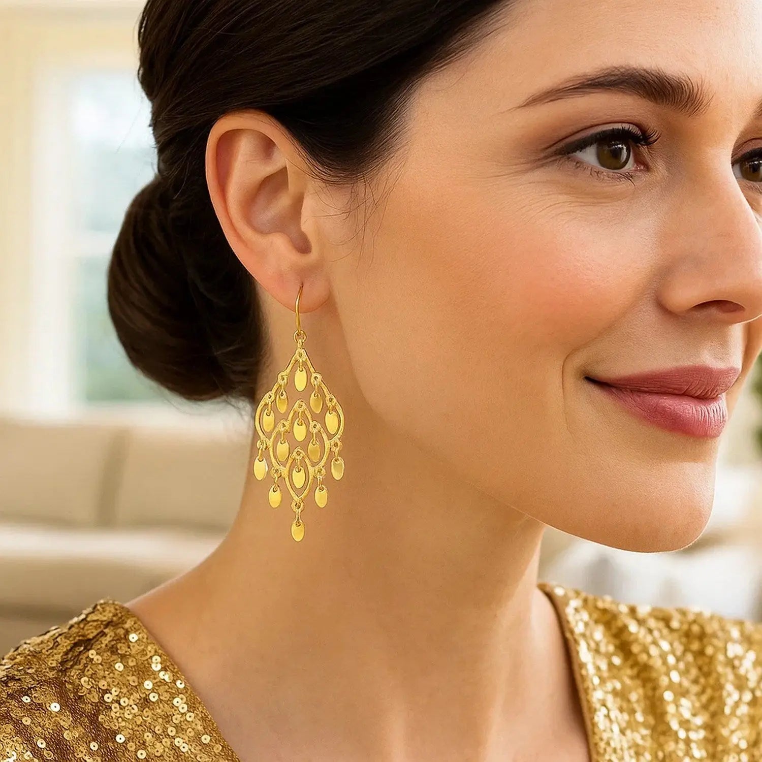 Polished Chandelier Earrings in 14K Yellow Gold RCJ