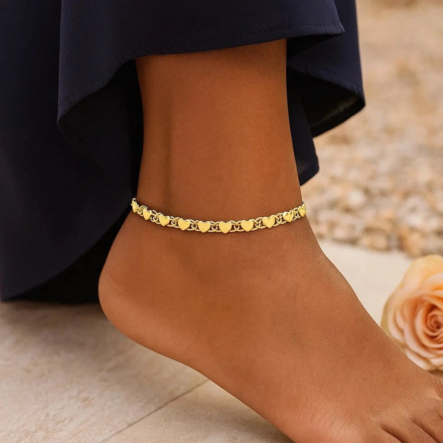 Heart Anklet in 10K Yellow Gold RCJ