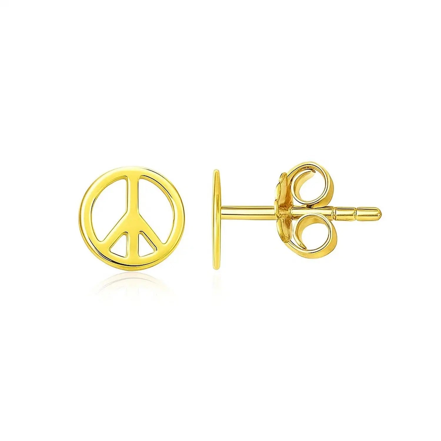 Peace Sign Earrings in 14K Yellow Gold RCJ