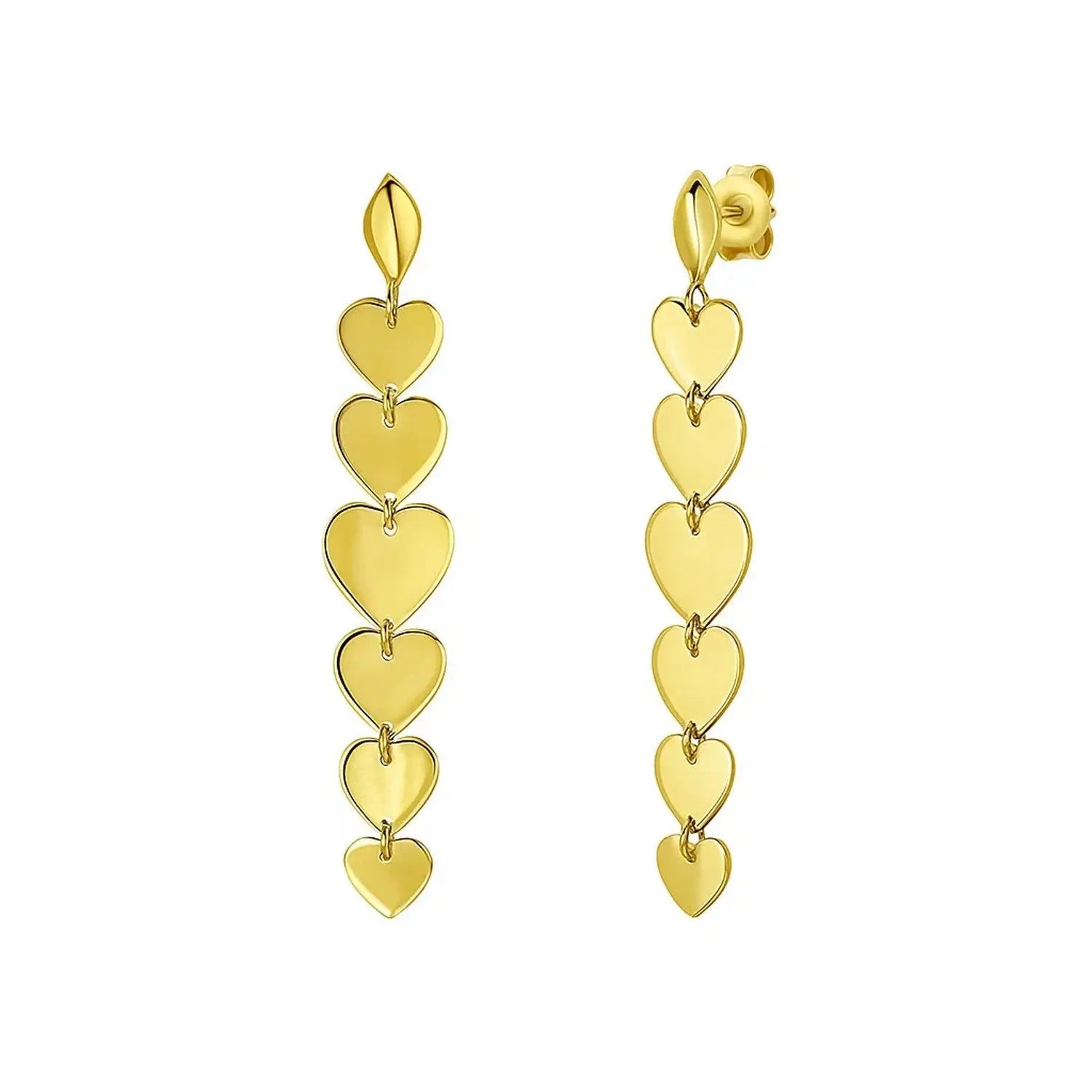 Heart Drop Earrings in 14K Yellow Gold RCJ