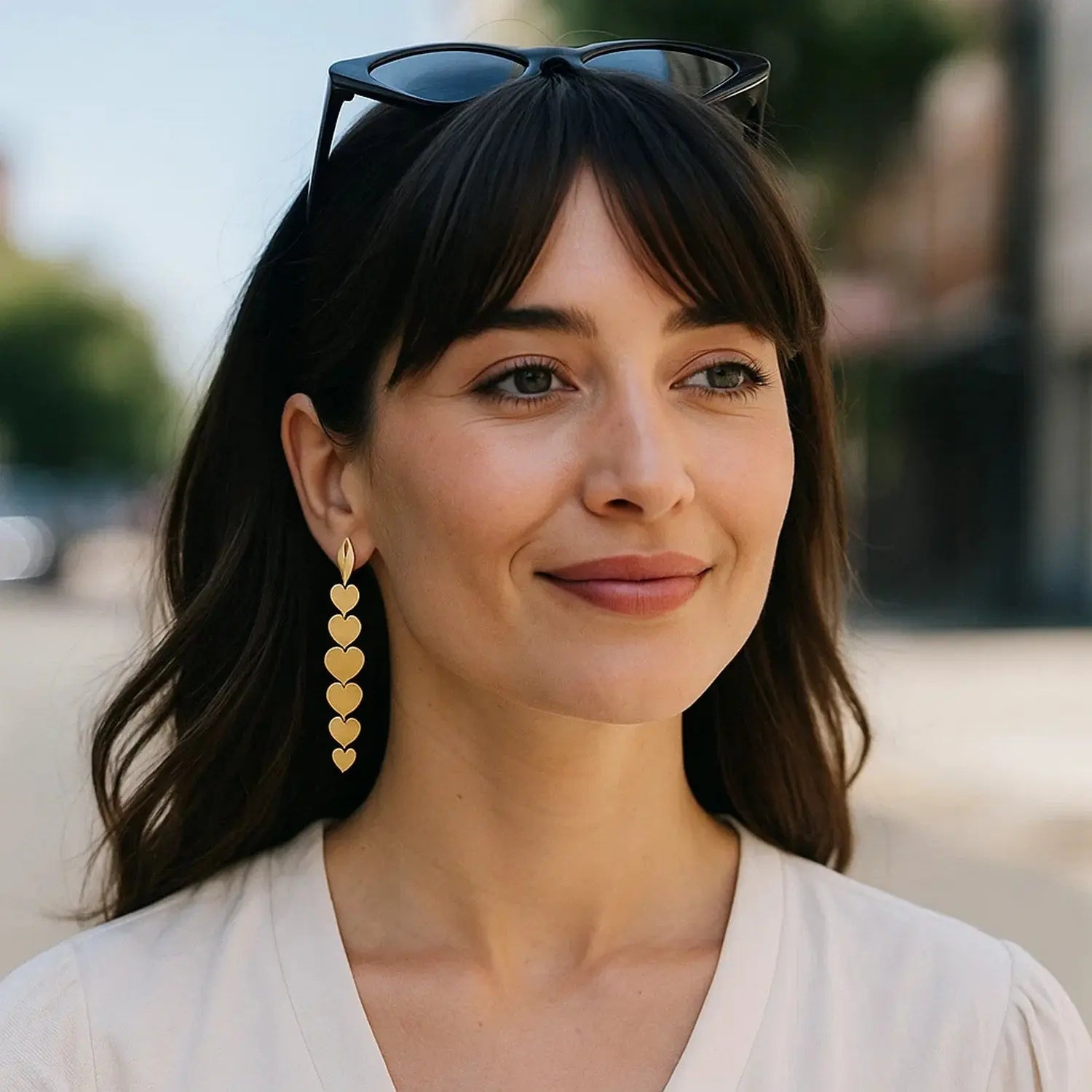 Heart Drop Earrings in 14K Yellow Gold RCJ