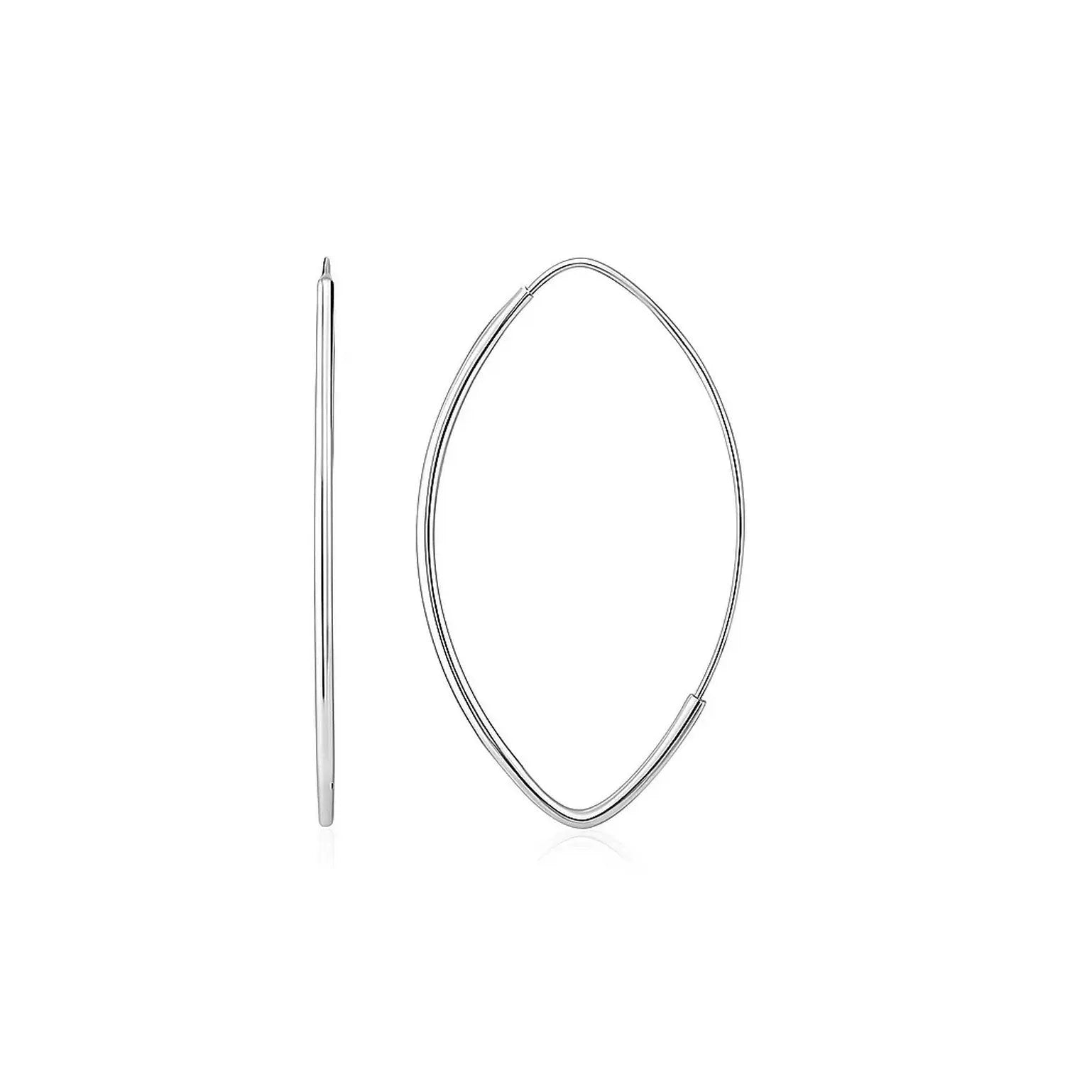 Polished Long Marquise Motif Earrings in 14K White Gold 35mm RCJ