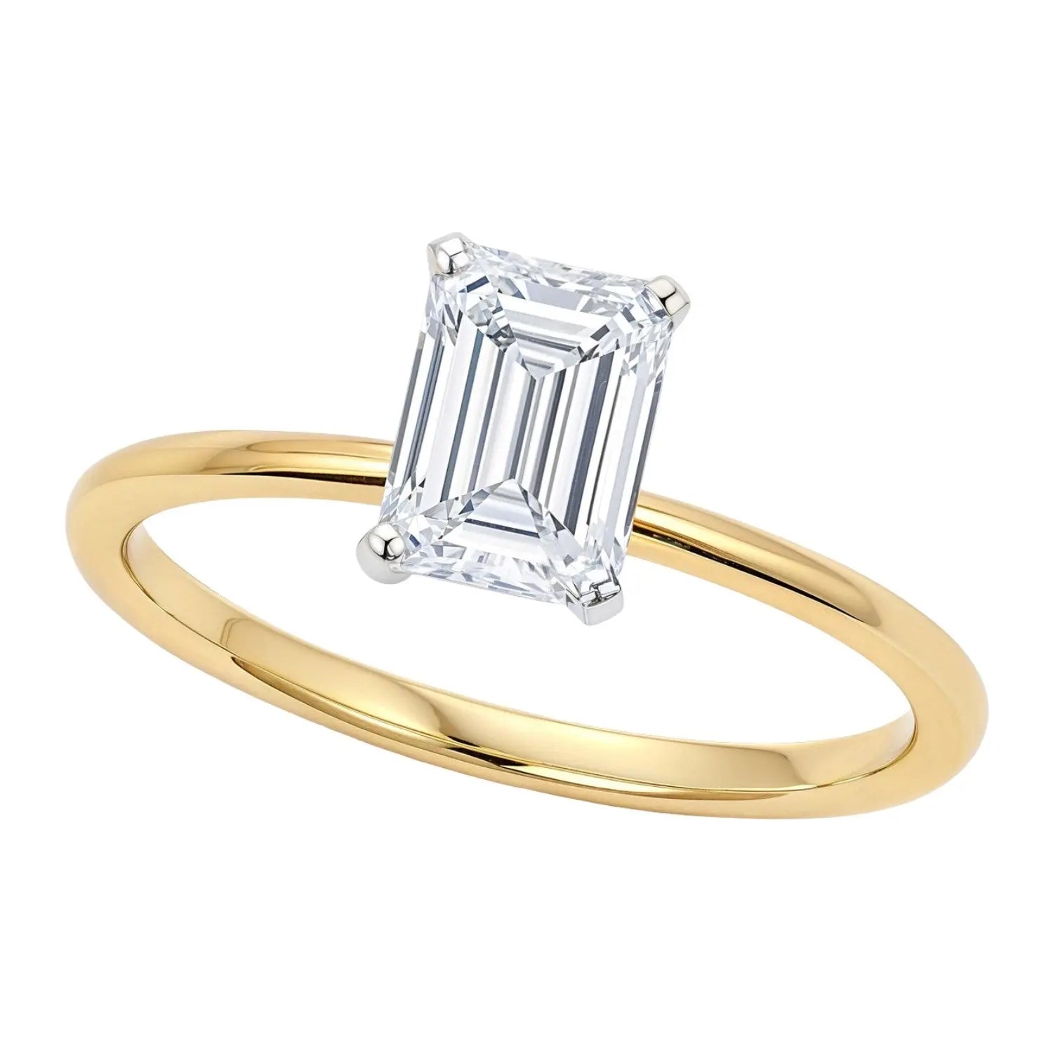 1 1/2 ct tw Emerald Cut Diamond Solitaire Ring in 10K Yellow Gold RCJ