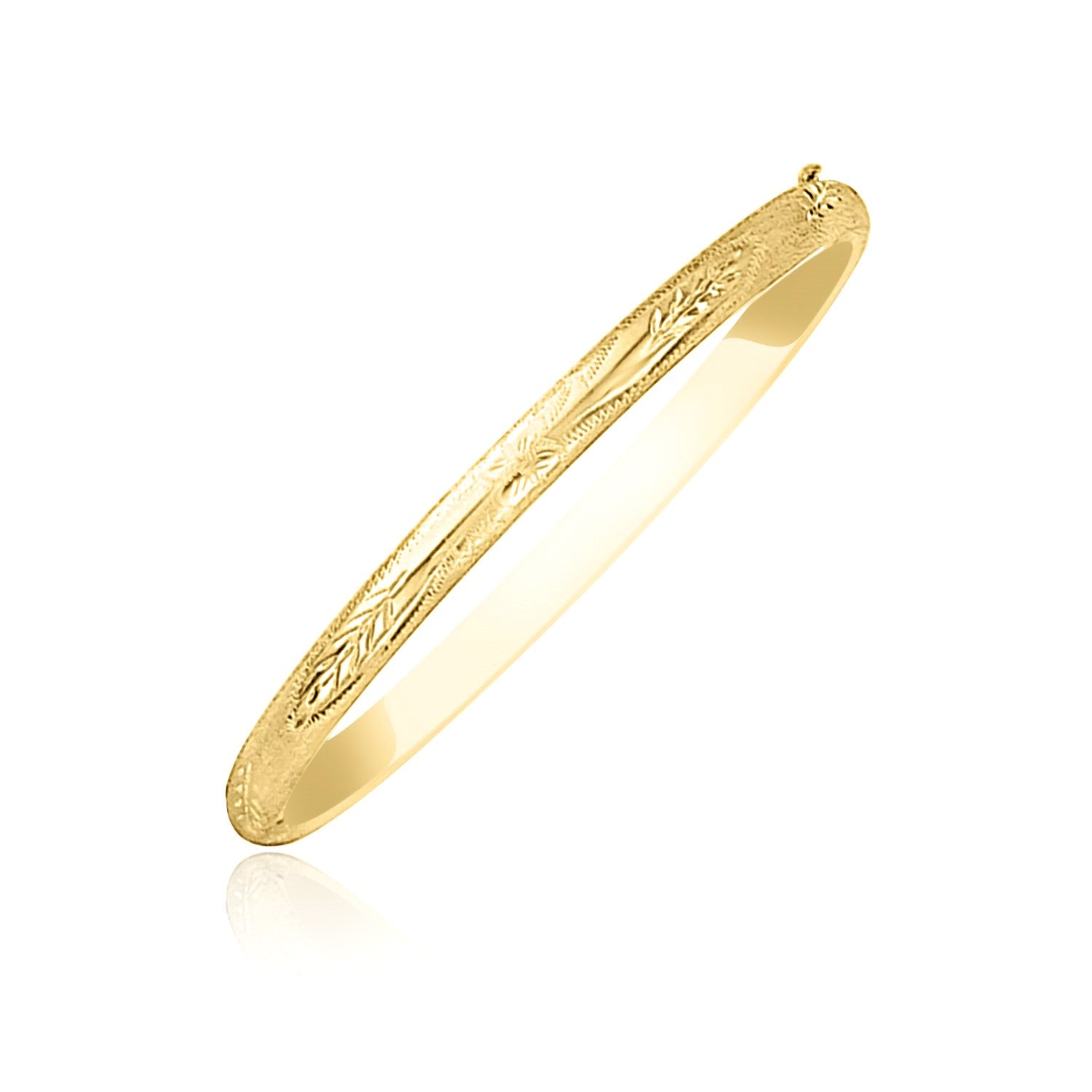 10k Yellow Gold Botanical Pattern Florentine Bangle (5.00 mm) Bangles RCJ