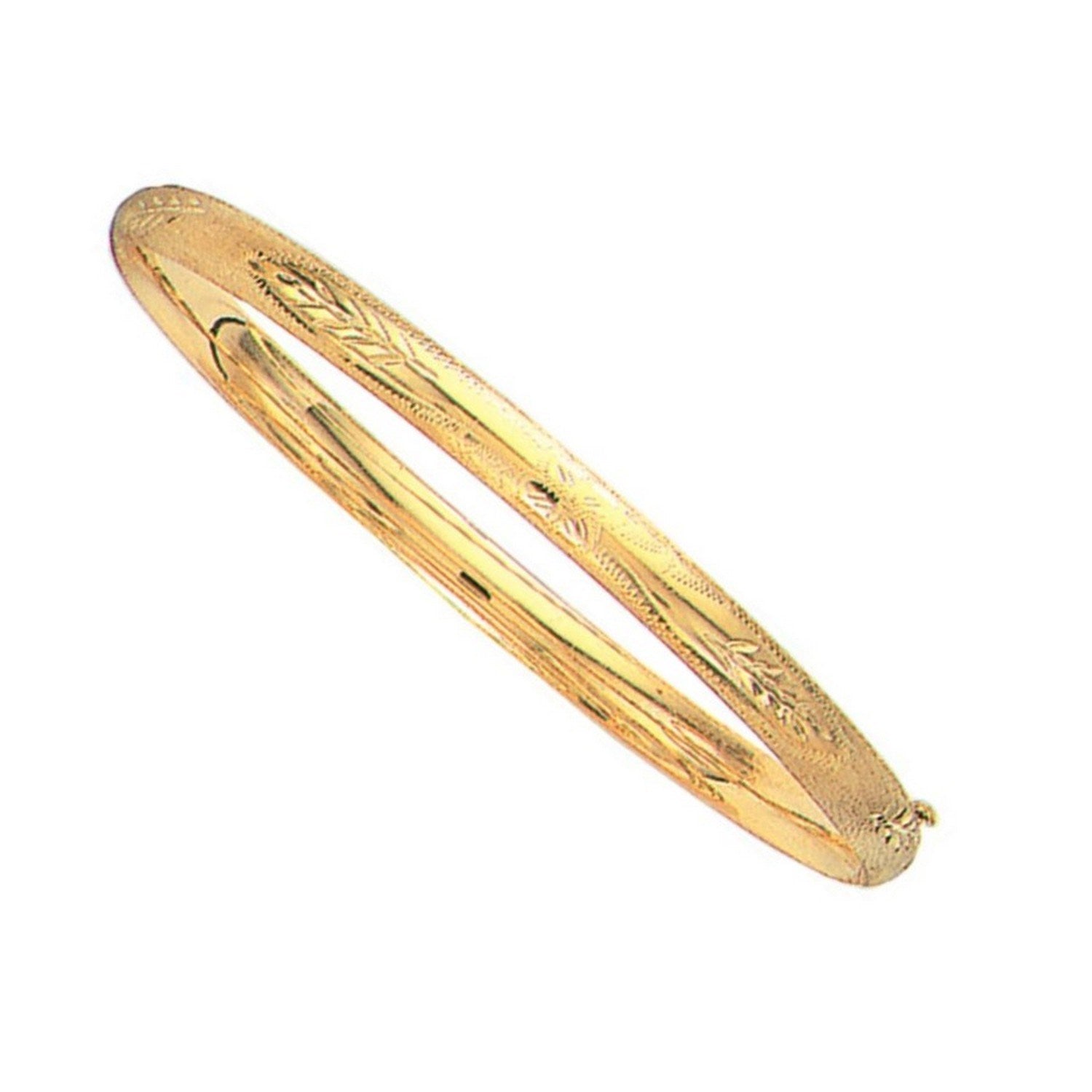 10k Yellow Gold Botanical Pattern Florentine Bangle (5.00 mm) Bangles RCJ