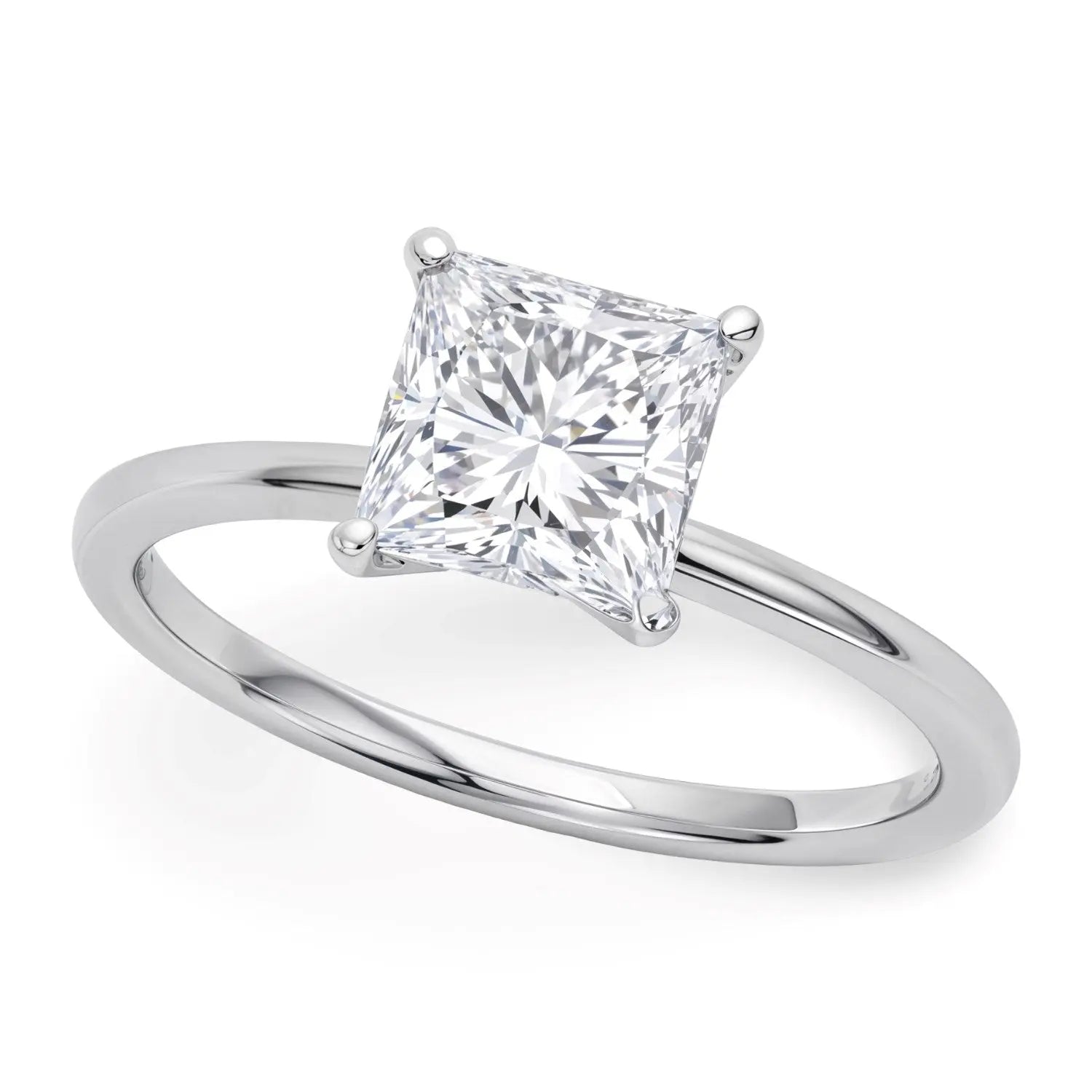 1 1/2 ct tw Princess Cut Diamond Solitaire Ring in 14K White Gold RCJ