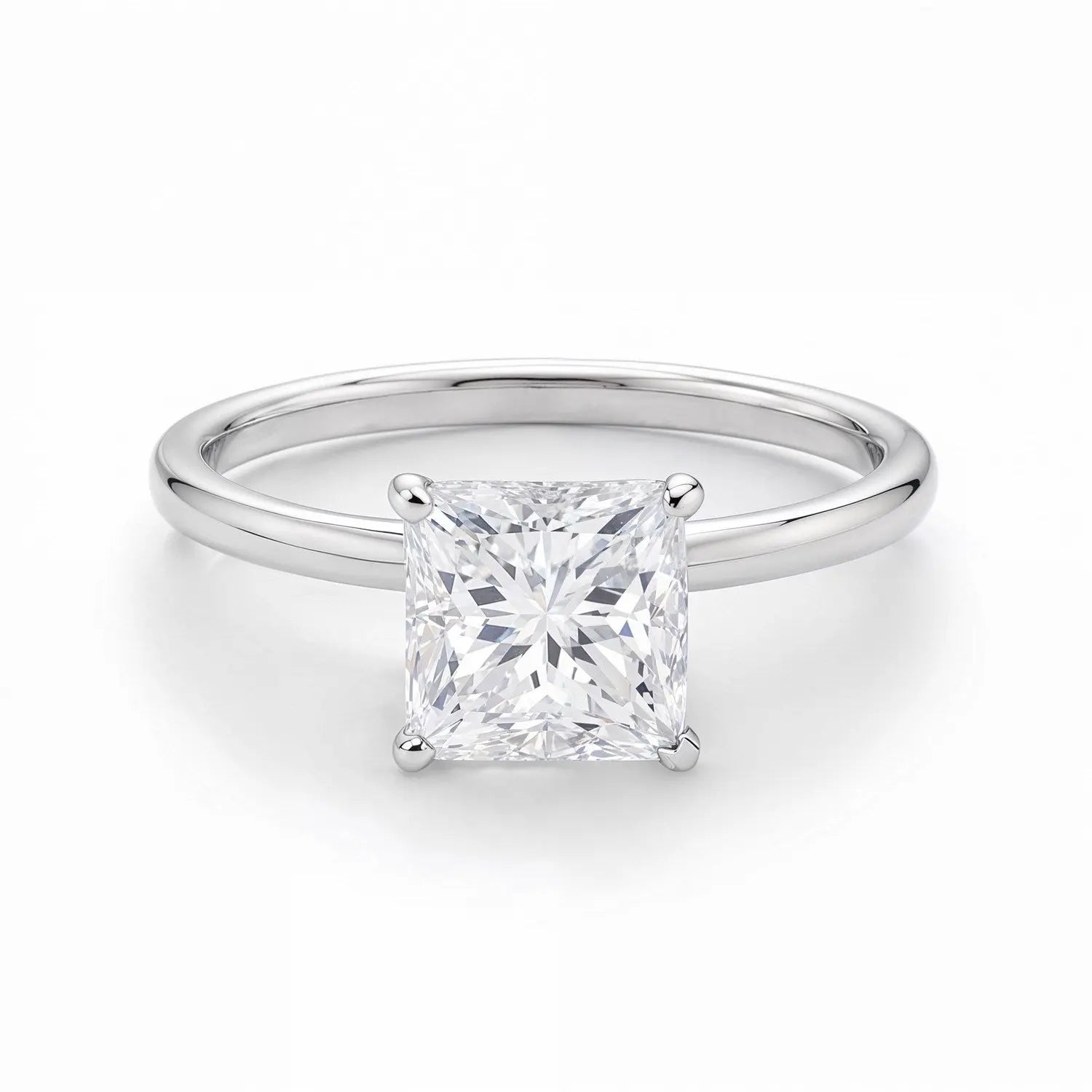 1 1/2 ct tw Princess Cut Diamond Solitaire Ring in 14K White Gold RCJ