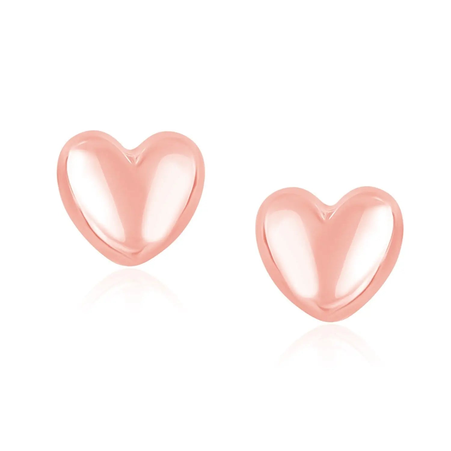 Puffed Heart Stud Earrings in 14K Rose Gold RCJ