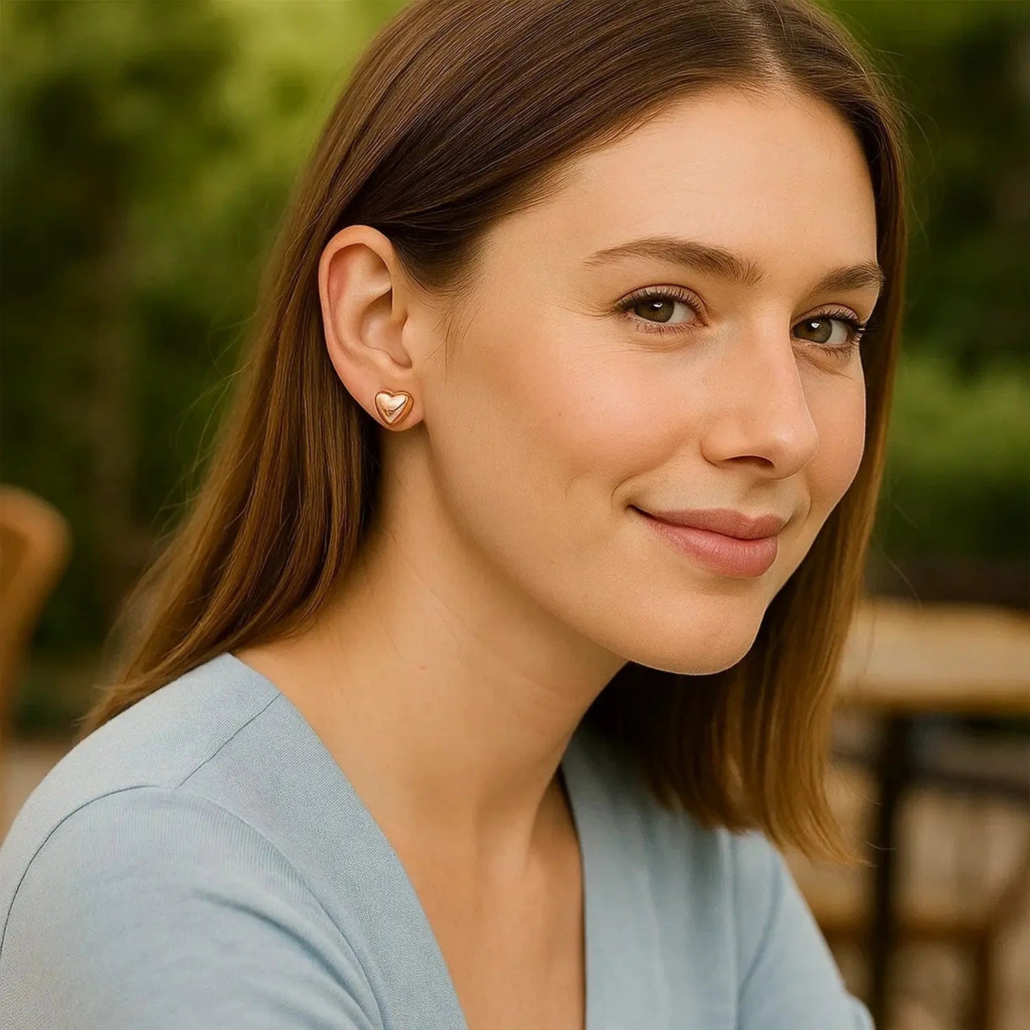 Puffed Heart Stud Earrings in 14K Rose Gold RCJ