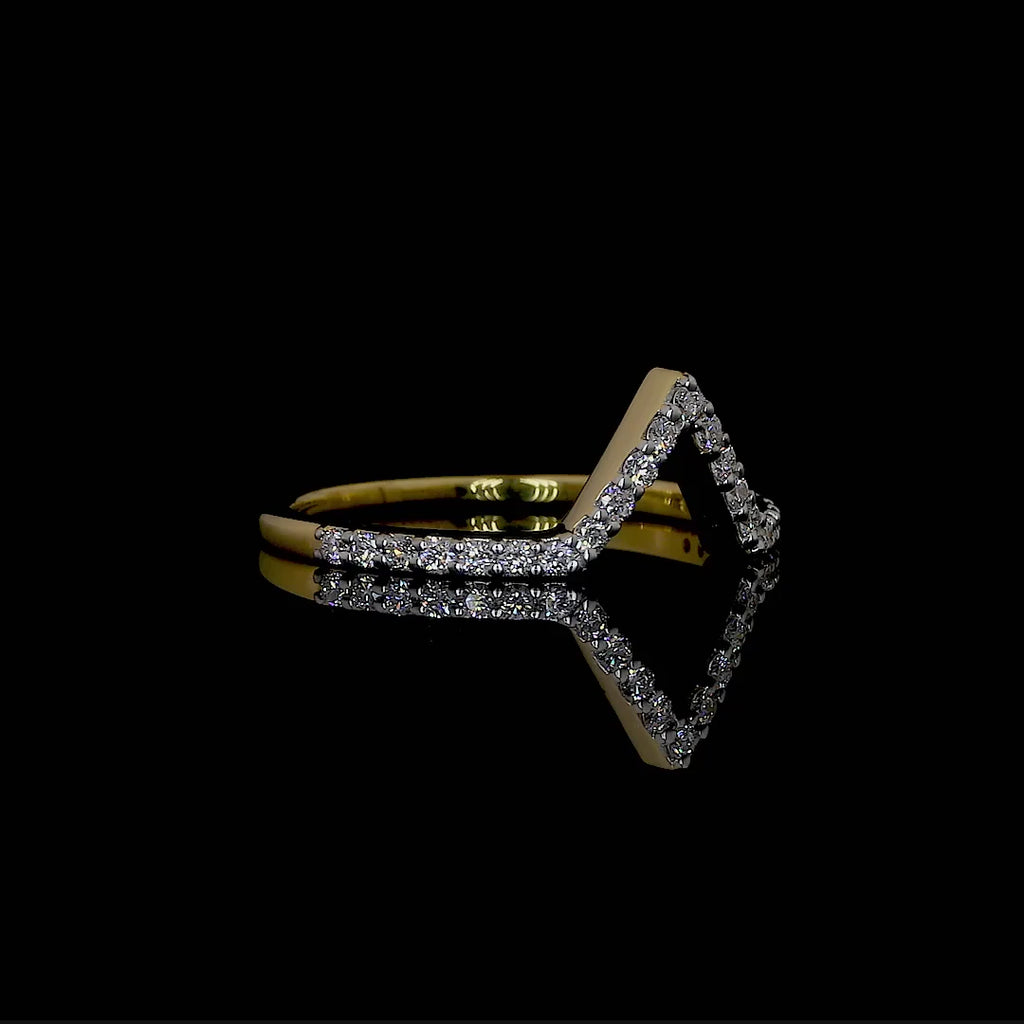 Diamond V-Shape Ring in 14K White or Yellow Gold
