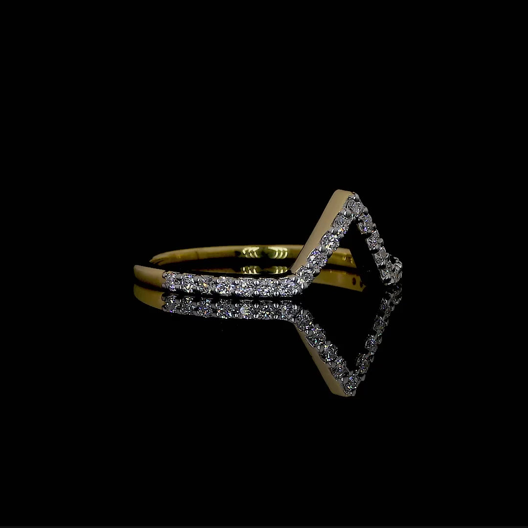 Diamond V-Shape Ring in 14K White or Yellow Gold