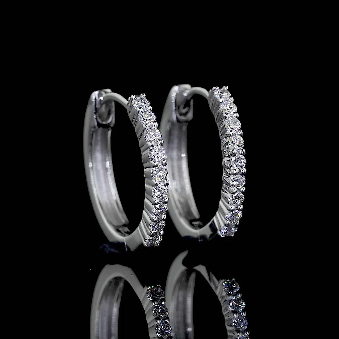 Huggie Hoop Earrings in 14K White Gold 8mm