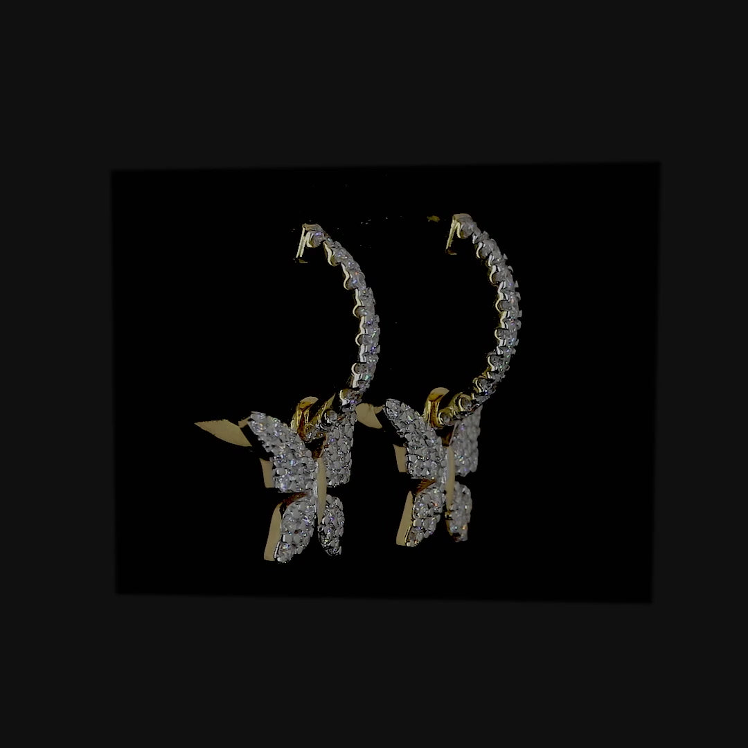 Diamond Butterfly Stud Earrings in 14K White or Yellow Gold