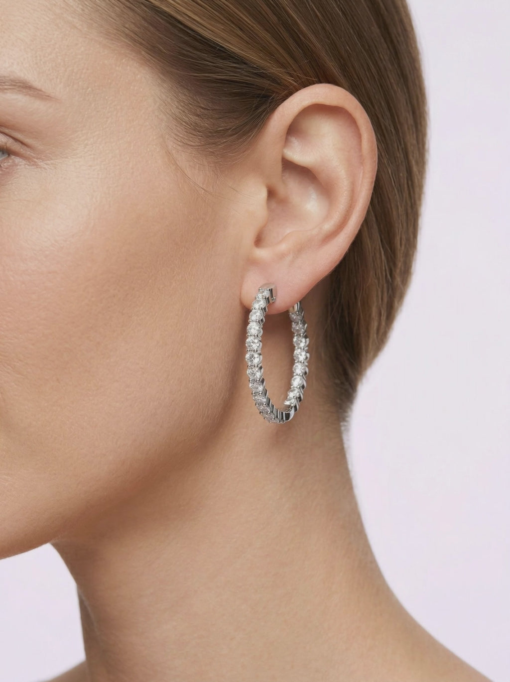 2 ct tw Lab Grown Inside Out Hoops in 14K White or Yellow Gold