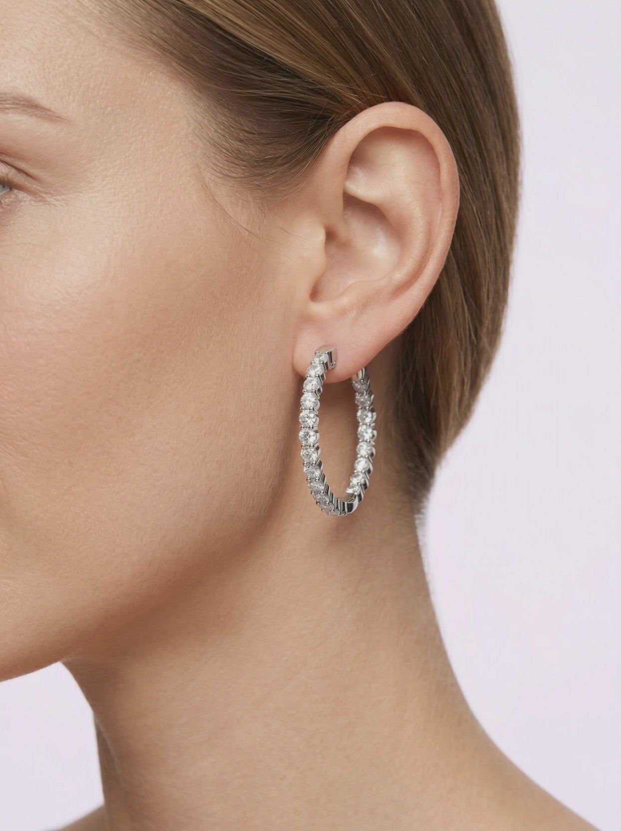 2 ct tw Lab Grown Inside Out Hoops in 14K White or Yellow Gold