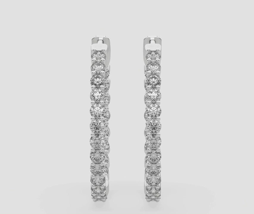 2 ct tw Lab Grown Inside Out Hoops in 14K White or Yellow Gold
