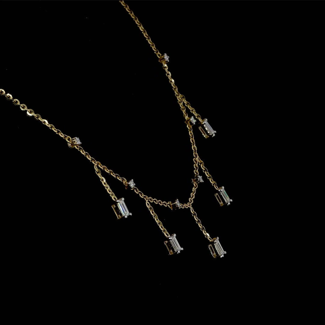 1/2 ct tw Baguette Diamond Pendant Choker in 14K Yellow Gold